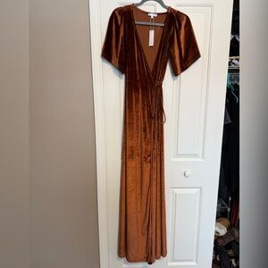 Baltic Born Rust Velvet Wrap Dress